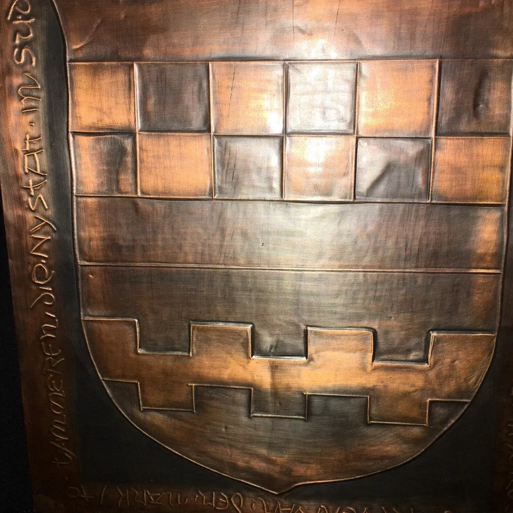 Vintage Hammered Embossed Tooled Cooper Viking Norwegian Castle Crest‎ Wall